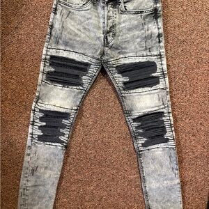 H&M Gray and Black Distressed Skinny Jeans